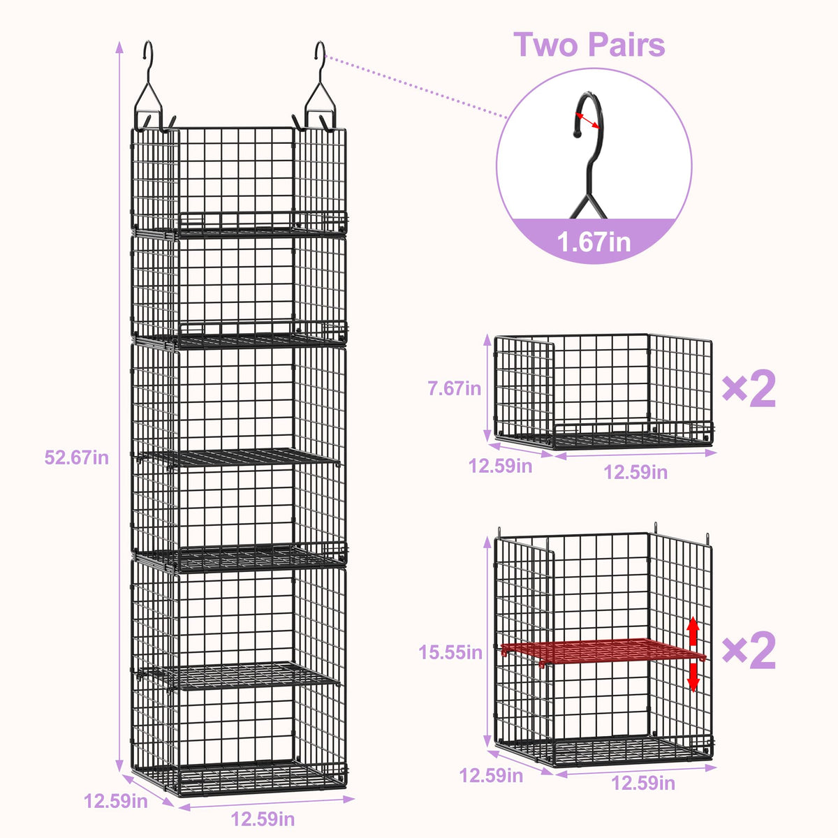 Yuyetuyo heavy-duty hooks maximize closet rod compatibility