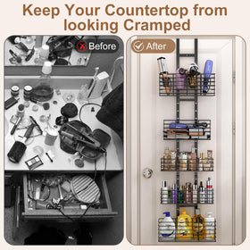 Yuyetuyo wall-mount rack offers flexible bathroom organization