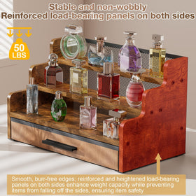 Yuzehuaza wooden stand side profile highlights sturdy construction and rustic appeal.