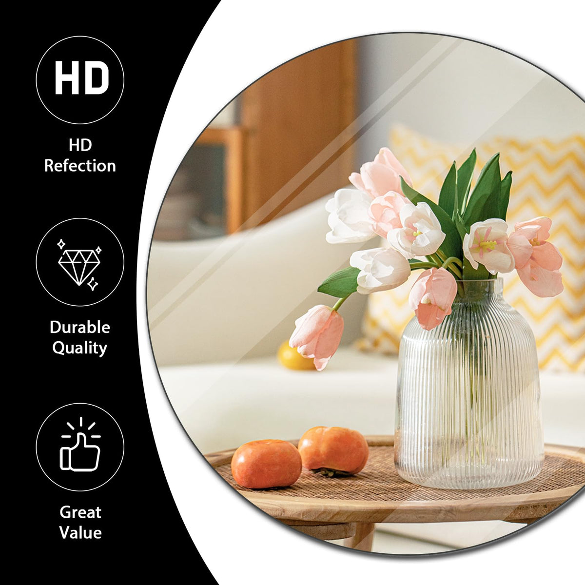 Yuzeyurun mirror tray with non-slip feet protects surfaces.
