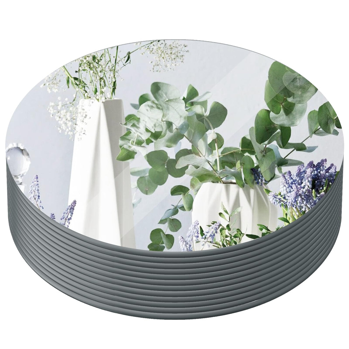 Yuzeyurun 12-inch round mirror centerpiece reflecting candlelight for elegant tables.