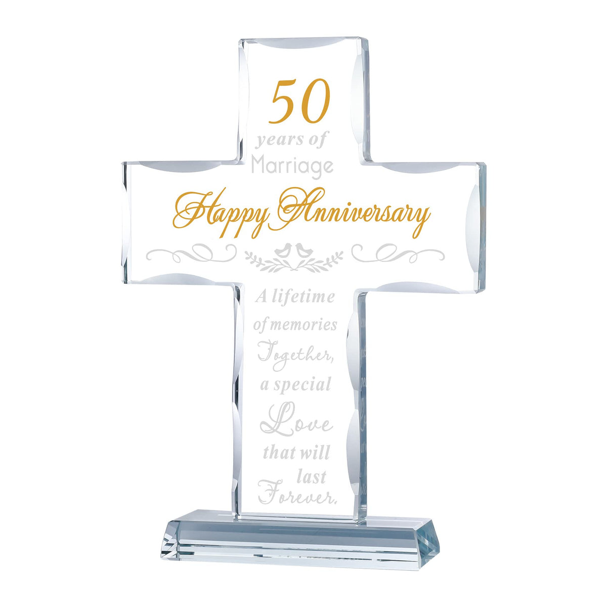 YWHL 50th wedding cross with base for durable display and milestone celebration