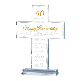 YWHL 50th wedding cross with base for durable display and milestone celebration