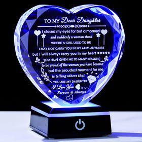 YWHL crystal heart keepsake with laser engraving for a lasting sentimental gift.