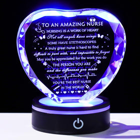 YWHL crystal heart nurse gift with LED base, a timeless keepsake for Nurses Week