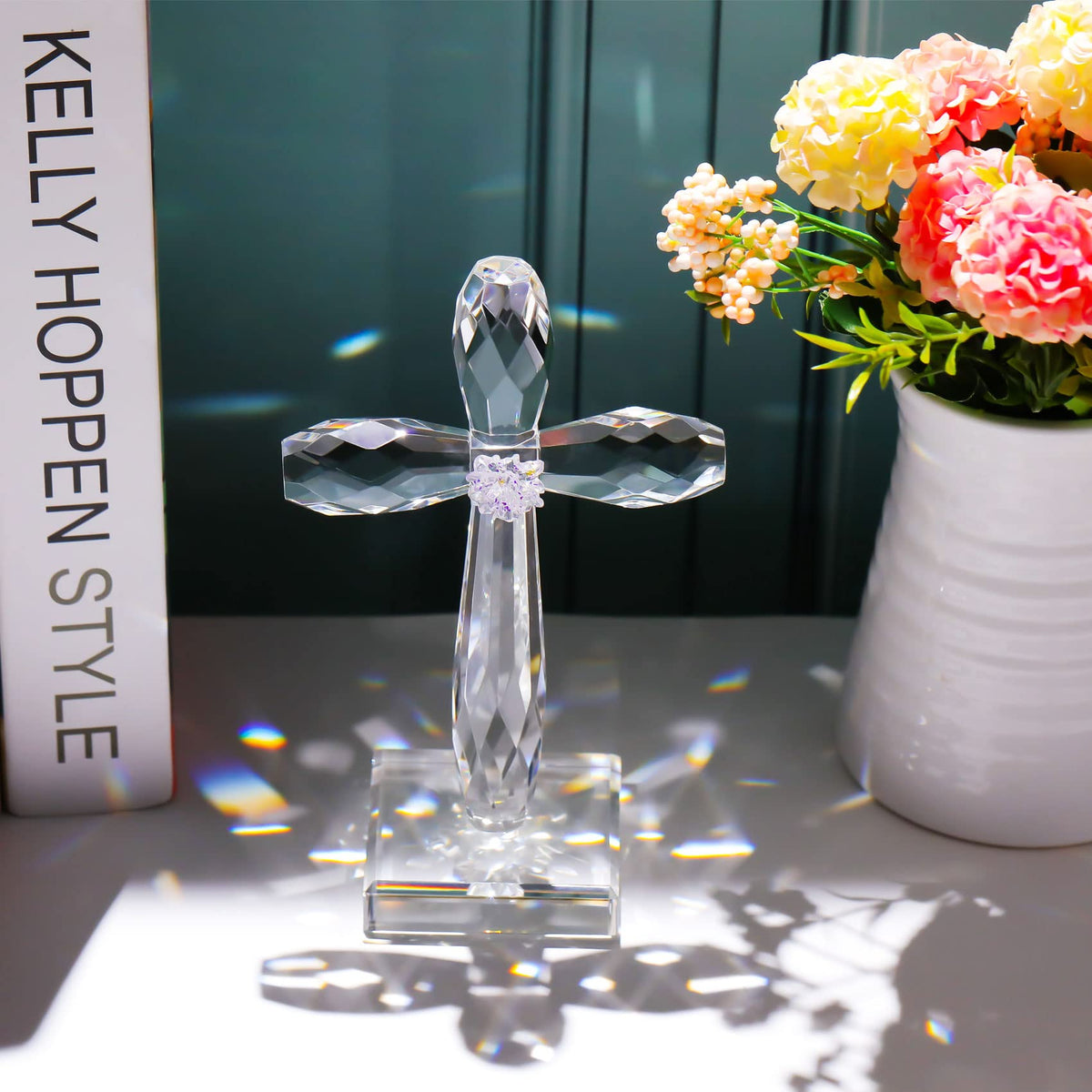 YWHL crystal standing cross decor brightens Christmas celebrations