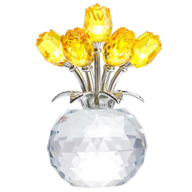 YWHL crystal yellow rose figurine close-up showing sparkling petals for centerpiece decor.
