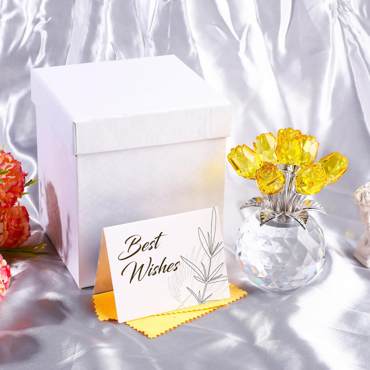 YWHL crystal yellow rose figurine serves as a lasting keepsake.