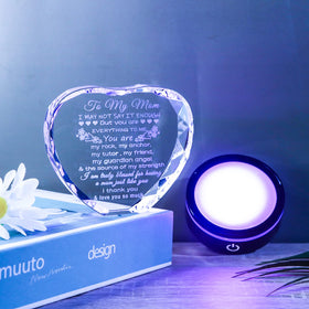 YWHL crystal keepsake on a shelf or desk creates warm memories