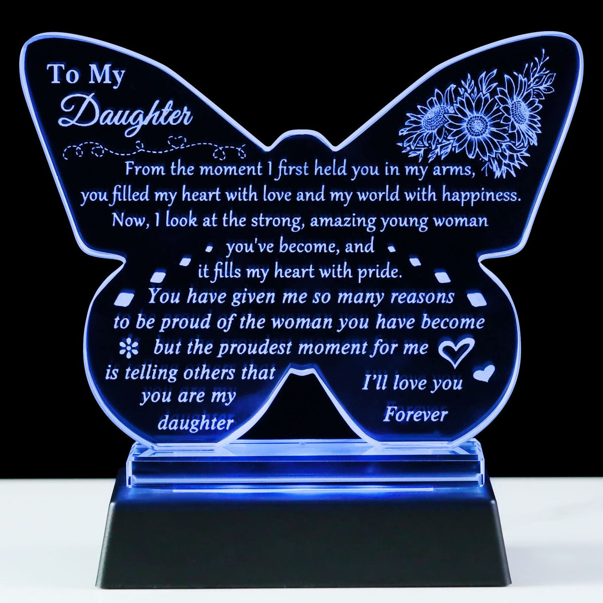 YWHL keepsake displayed on a table with soft illumination