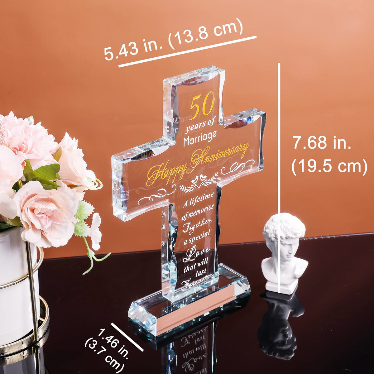 YWHL hand-cut glass cross polished to a radiant shine for home decor