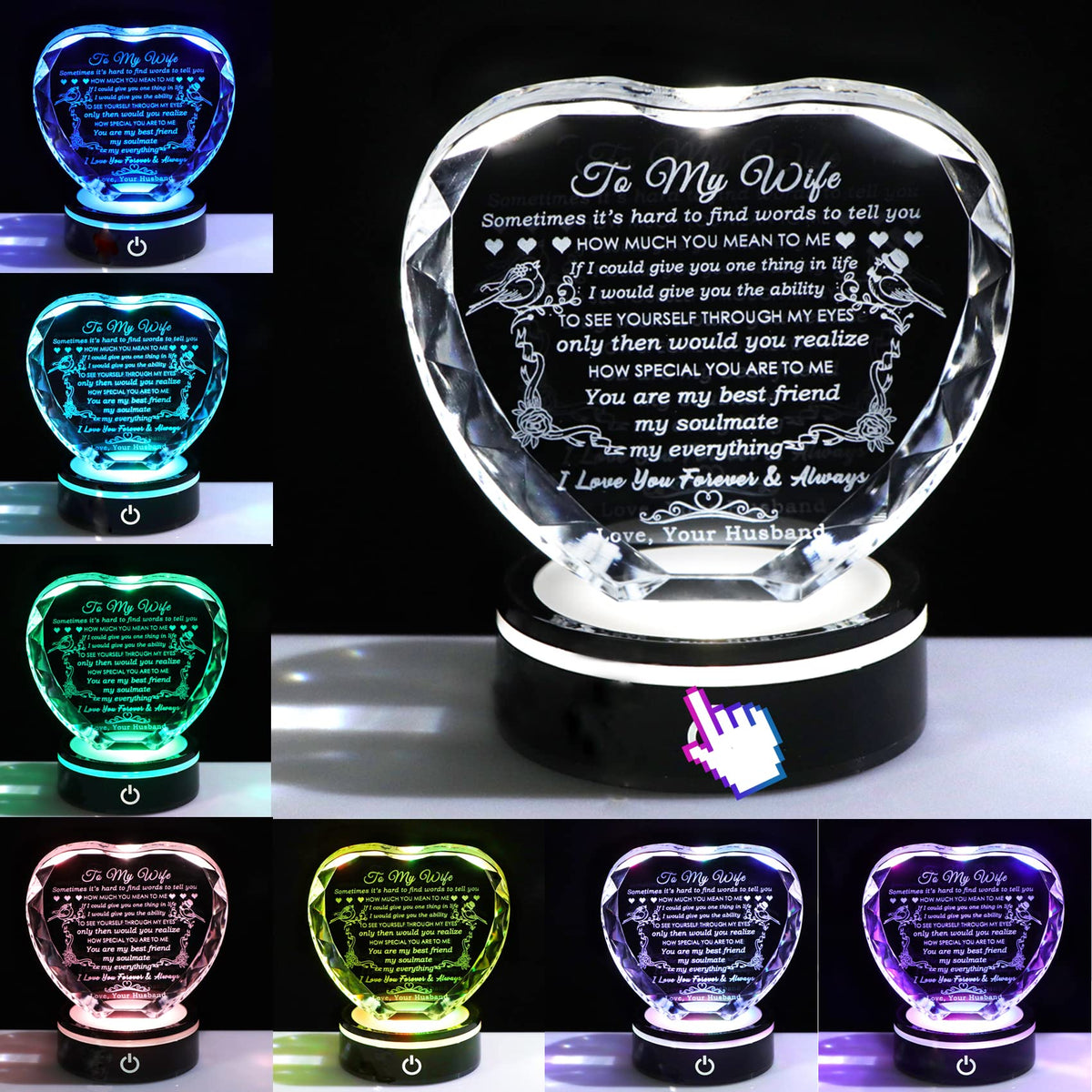 YWHL k9 crystal heart closeup shows clarity and shine