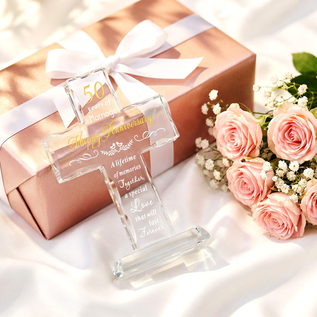 YWHL laser-engraved cross with heartfelt message preserving lasting memories