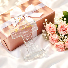 YWHL laser-engraved cross with heartfelt message preserving lasting memories