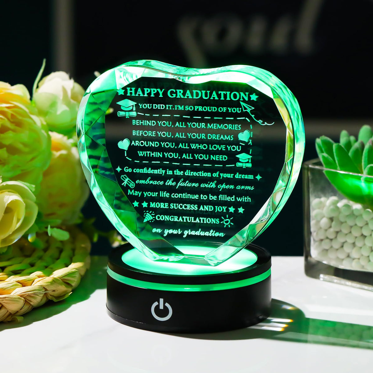 YWHL LED base color-changing light enhances desk or shelf displays