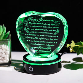 YWHL LED base provides warm illumination to highlight the keepsake