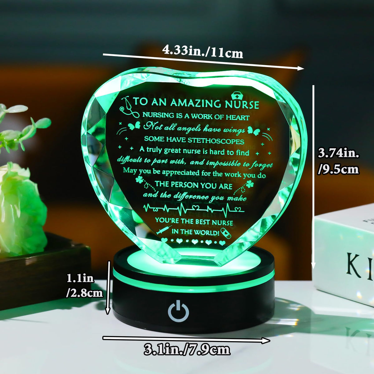 YWHL LED light base with six color modes for ambient nursing appreciation display