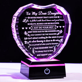 YWHL Meaningful Daughter Crystal Heart with laser engraving—cherished keepsake.