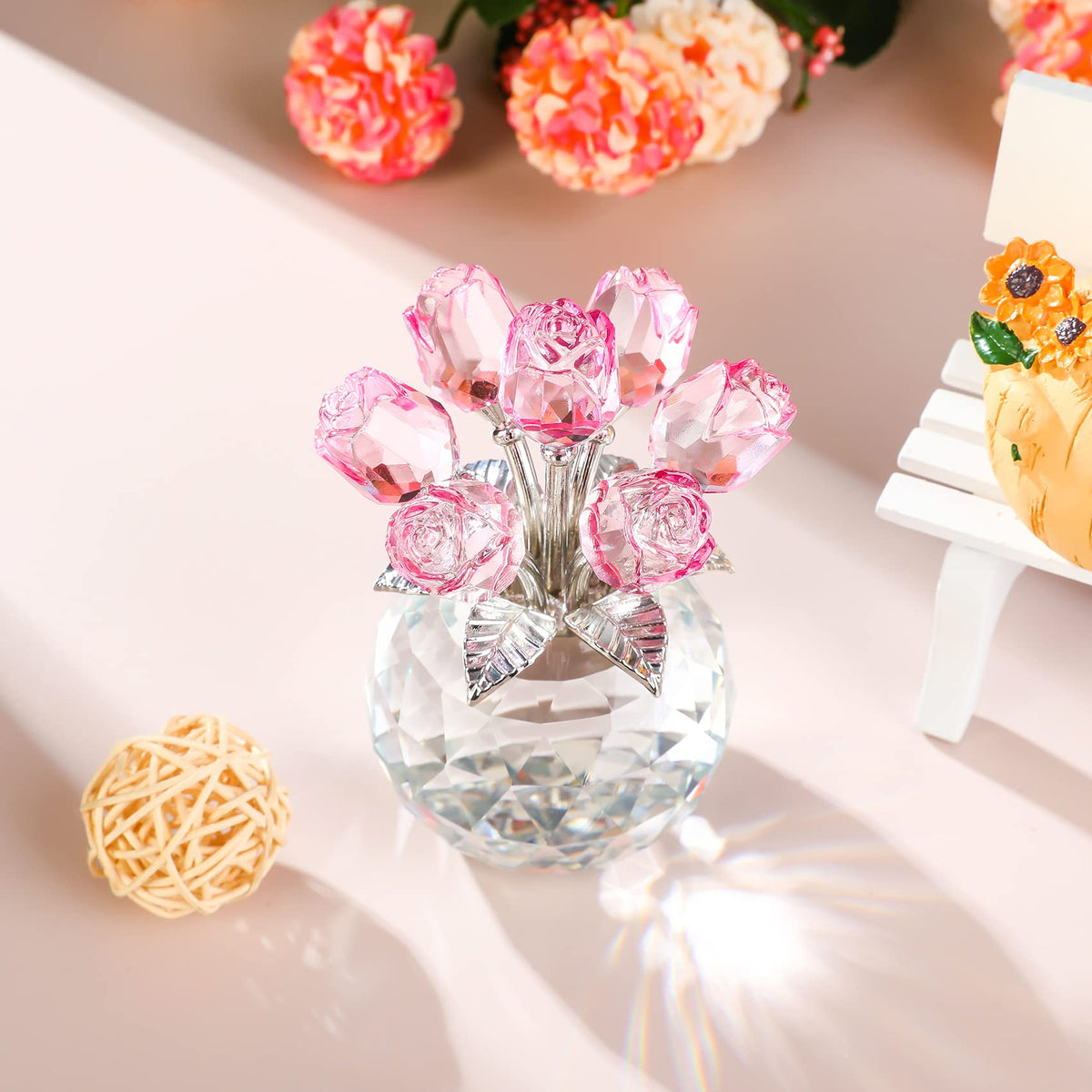 YWHL pink crystal rose gift box, ready for gifting.