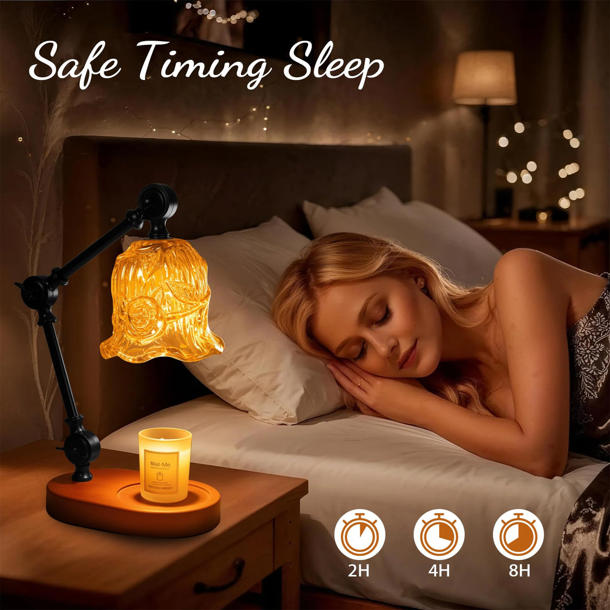 YWYWLED Wooden base and metal lamp body design for safe decor