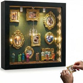 YXESO DIY Mini Museum Silhouette Box in black elegantly displays memories