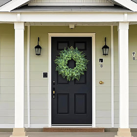 YXZZWL wreath illuminated by soft light to highlight gray-green color and fullness
