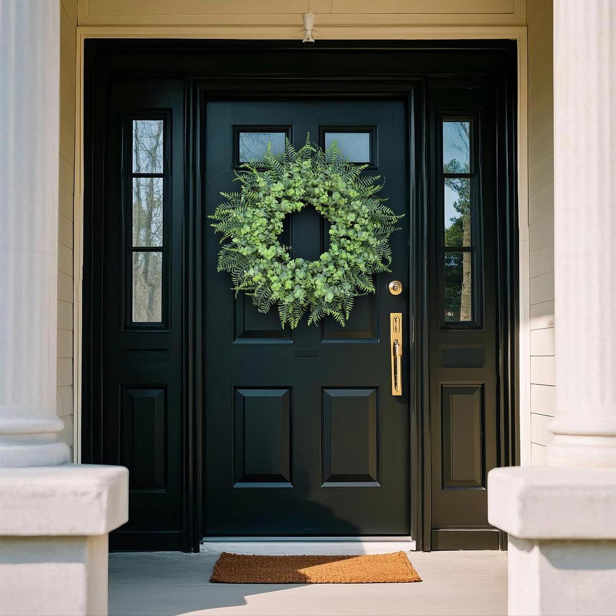 YXZZWL 26'' wreath on door with gray-green tones ideal for year-round decor and curb appeal