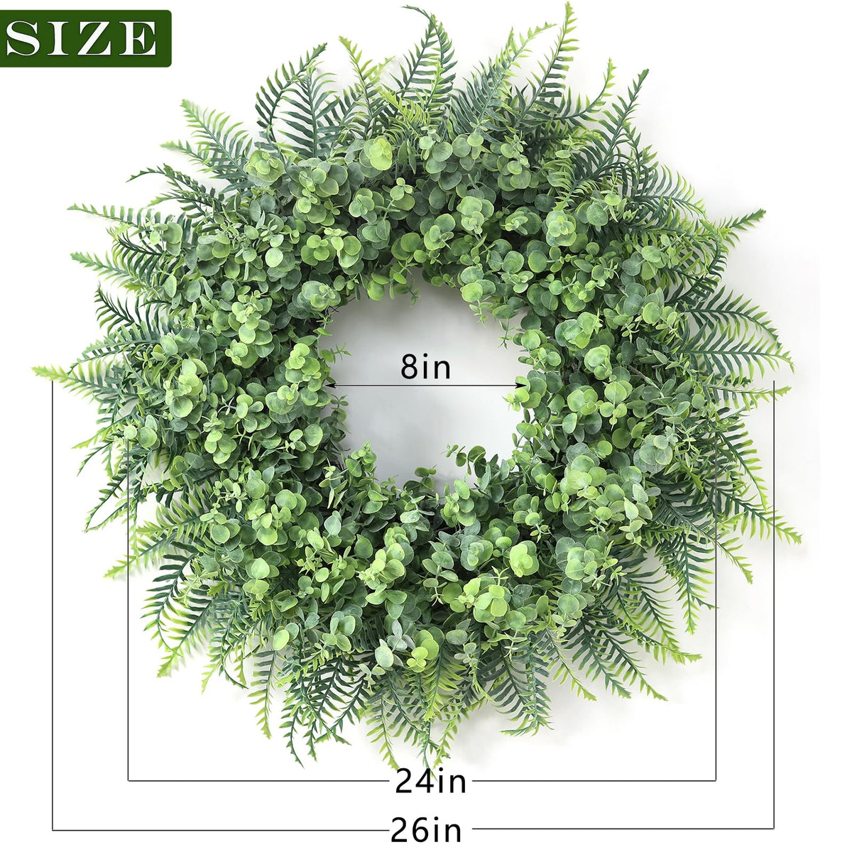 YXZZWL 26'' outdoor wreath adorning exterior wall with durable, weather-resistant leaves