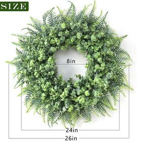 YXZZWL 26'' outdoor wreath adorning exterior wall with durable, weather-resistant leaves