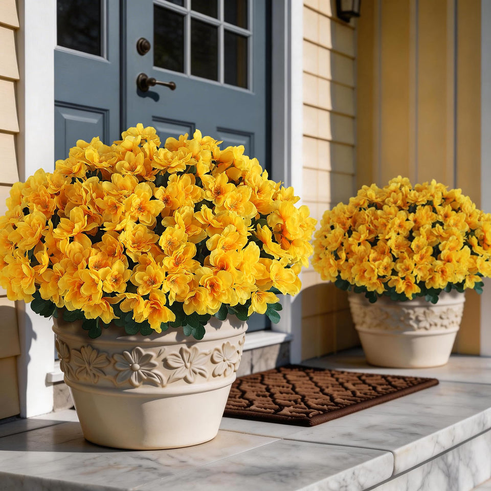 YXZZWL artificial azalea 8-bundle front door arrangement enhances curb appeal year-round.