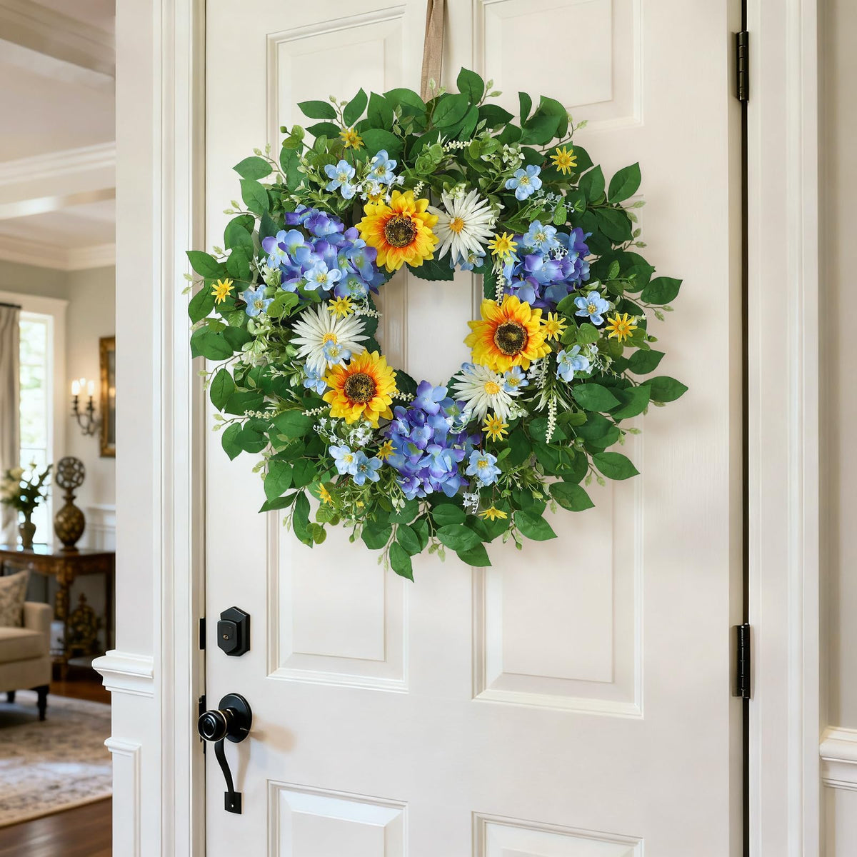 YXZZWL durable silk and plastic wreath withstands sun and rain