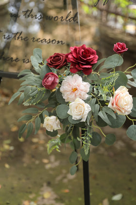 YYHUAWU Baby shower decor using burgundy silk flowers.