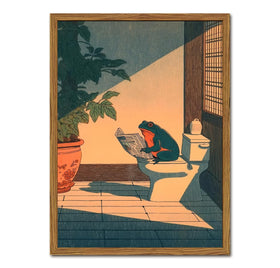 YYNISPIN funny frog on toilet wall art, playful bathroom decor.