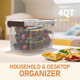 YYXB clear bin with non-slip handle for easy transport.