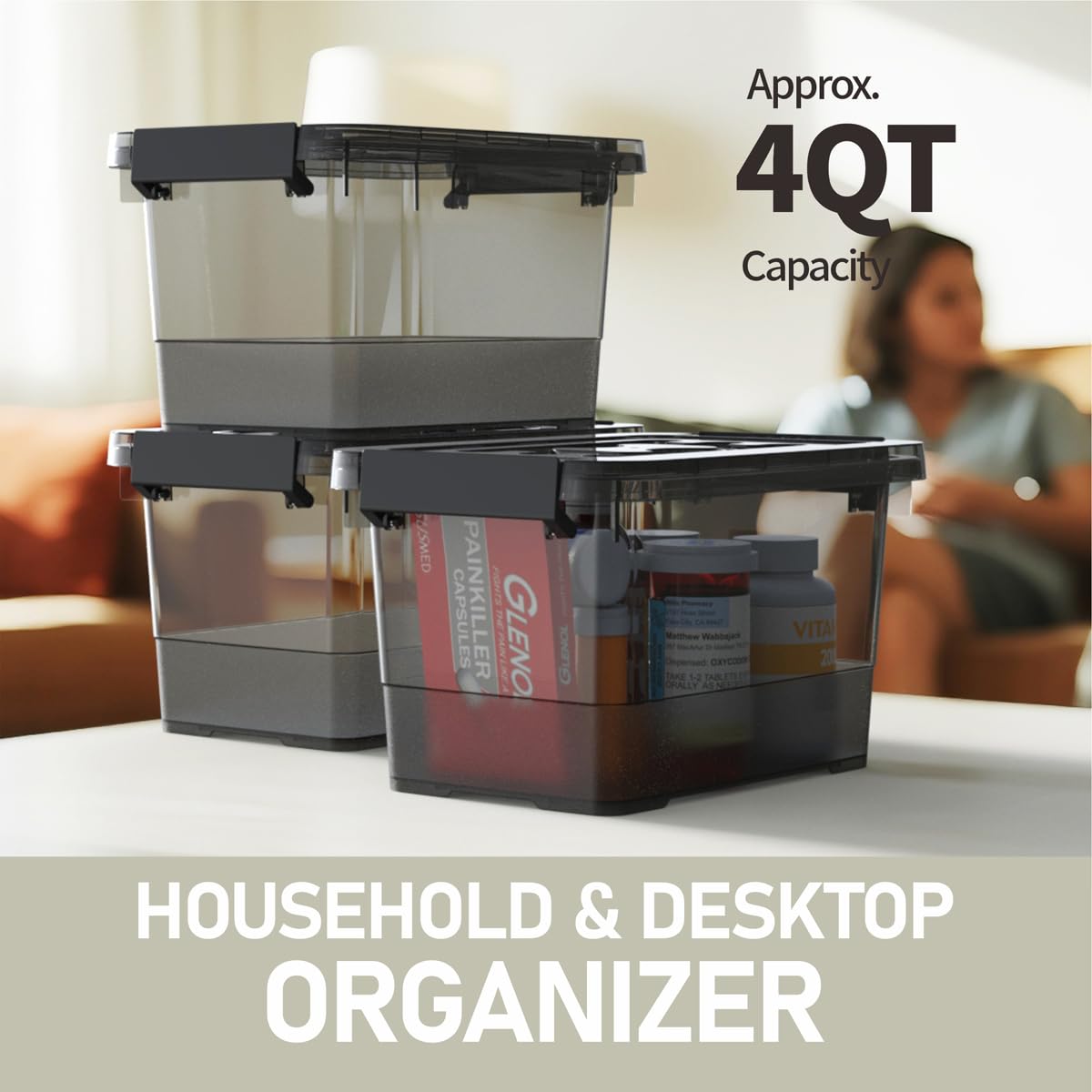 YYXB stackable latch bins on shelf maximize space and accessibility.