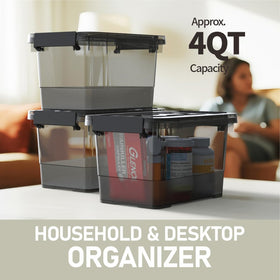 YYXB stackable latch bins on shelf maximize space and accessibility.