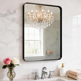 YYXW 18x24 black metal frame wall-mount mirror with a crisp reflection.