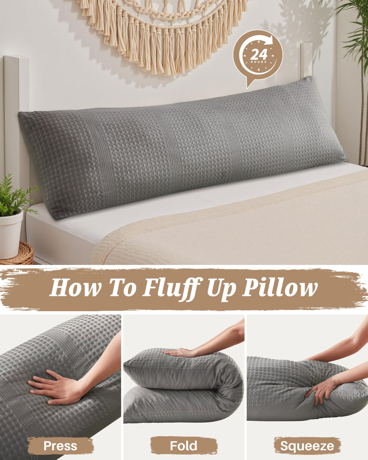 YZ HOME 20x54 inch body pillow length demonstrates generous full-body support.