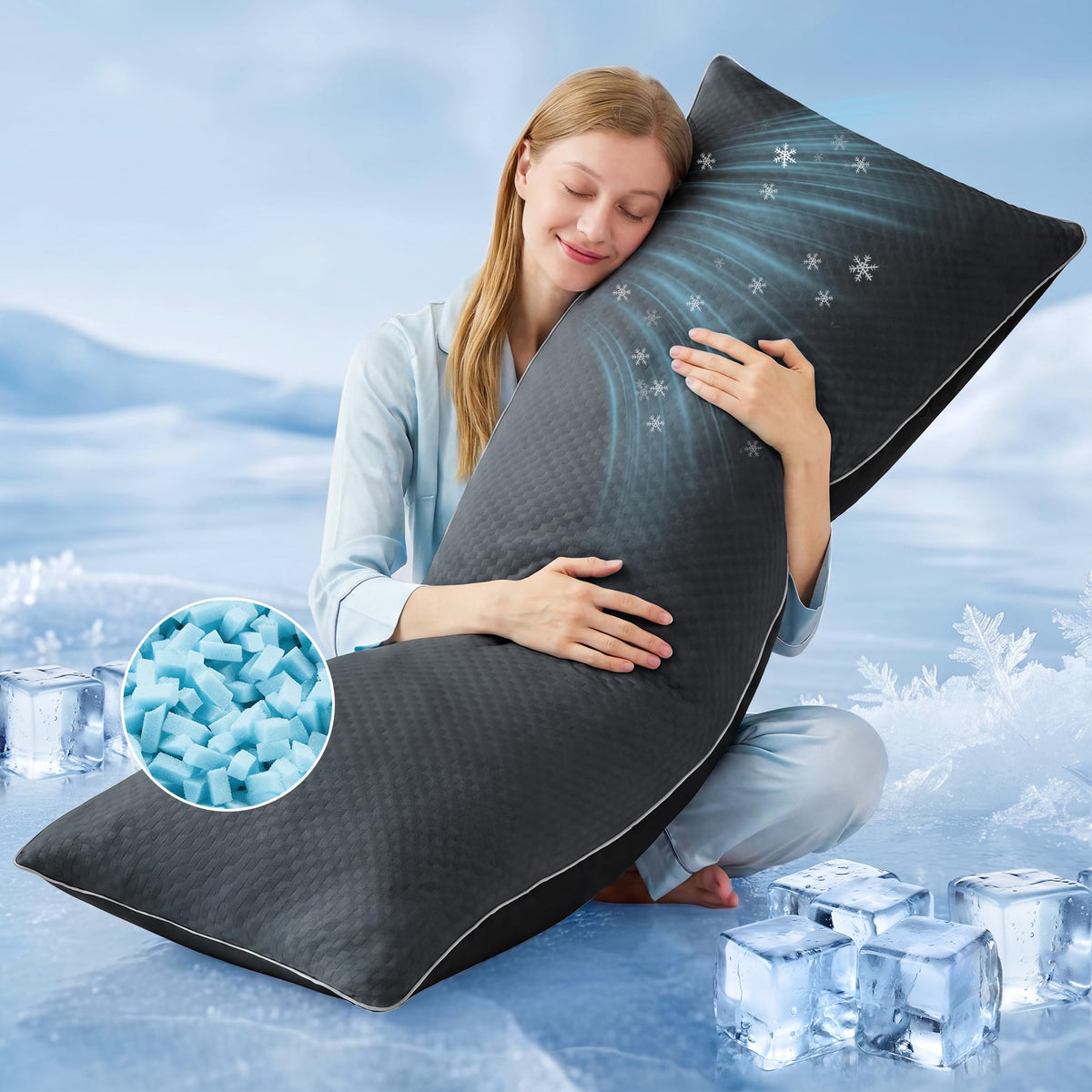 YZ HOME cooling body pillow for side sleepers with breathable fabric for hot nights
