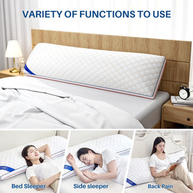 YZ HOME long body pillow showing adjustable height for different sleepers