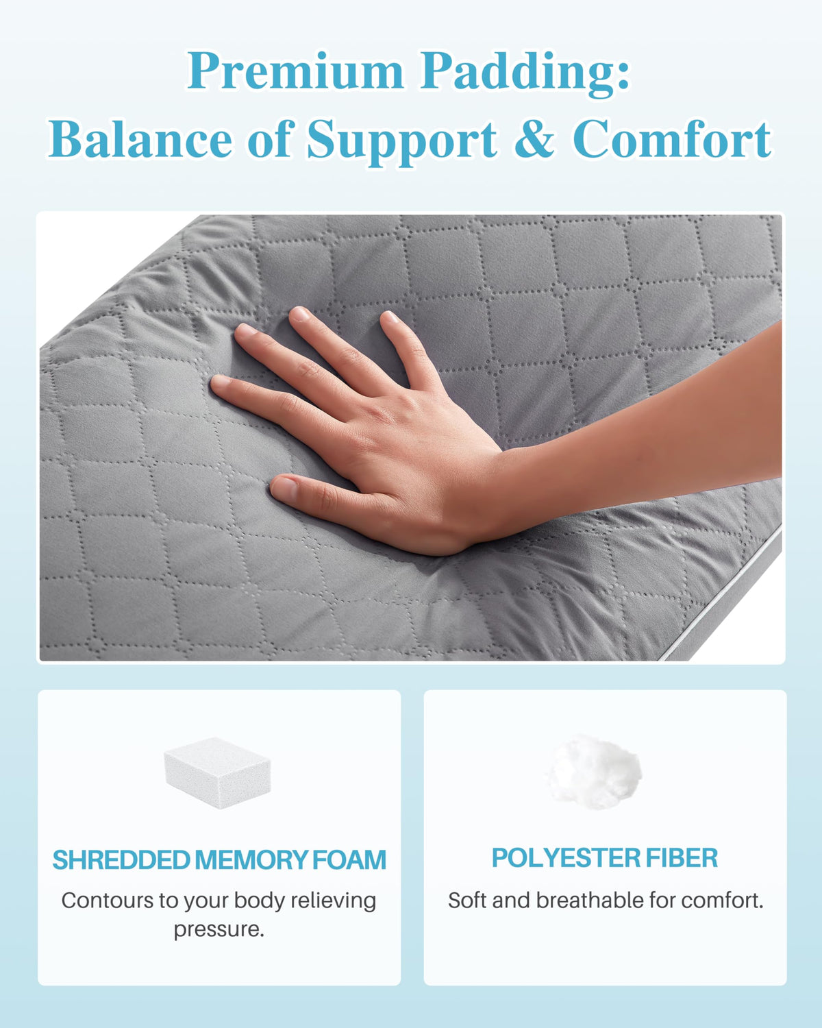 Two sided quilted surface on YZ HOME long body pillow for year round use