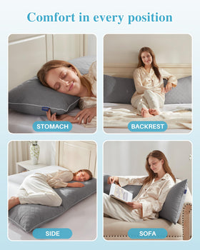 Zippered filling access on YZ HOME long body pillow for easy adjustments and cleaning