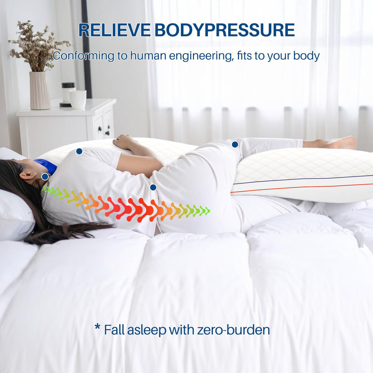 YZ HOME long body pillow with quilted surface for breathable comfort year-round