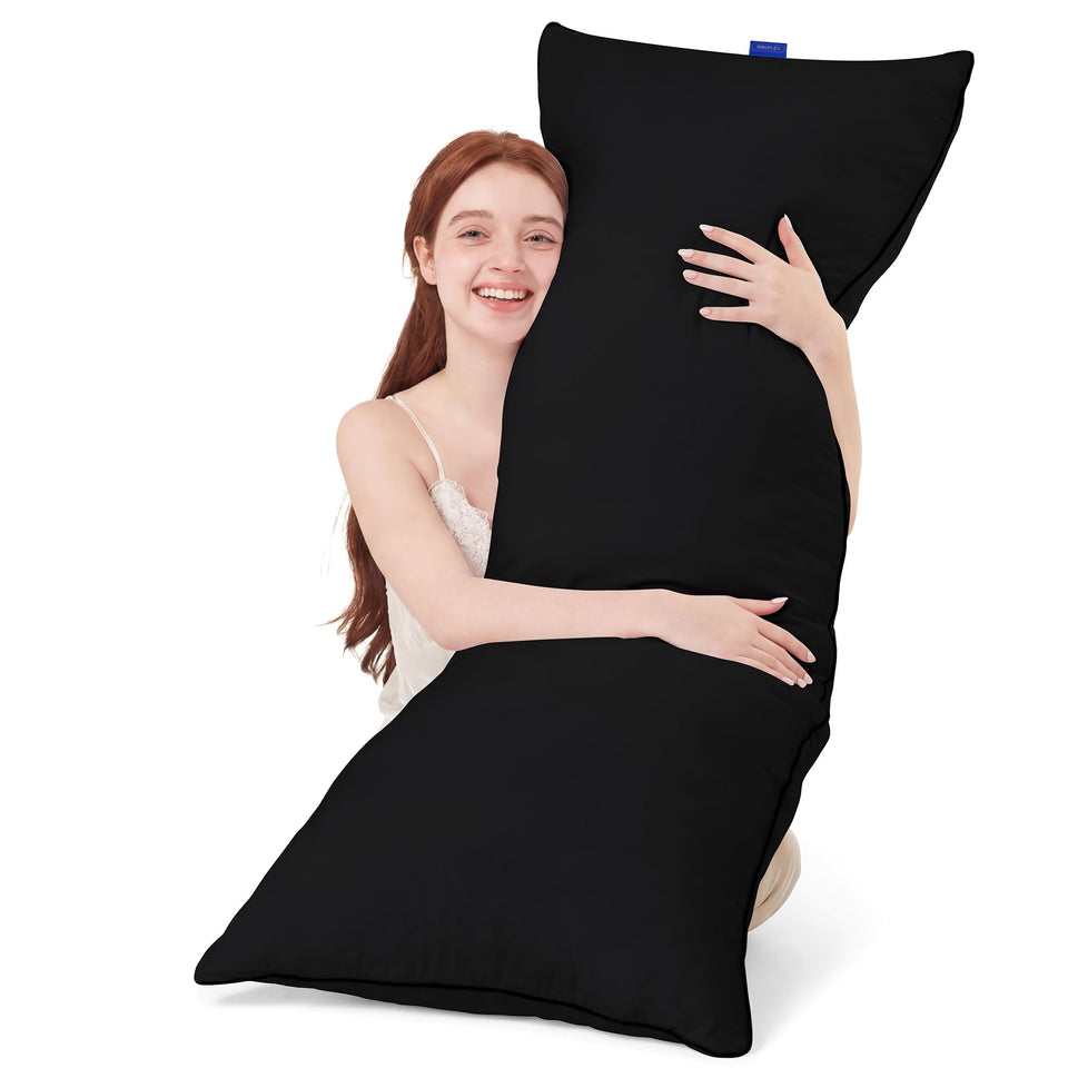 YZ HOME memory foam body pillow insert, 20x54 inches, black for versatile comfort