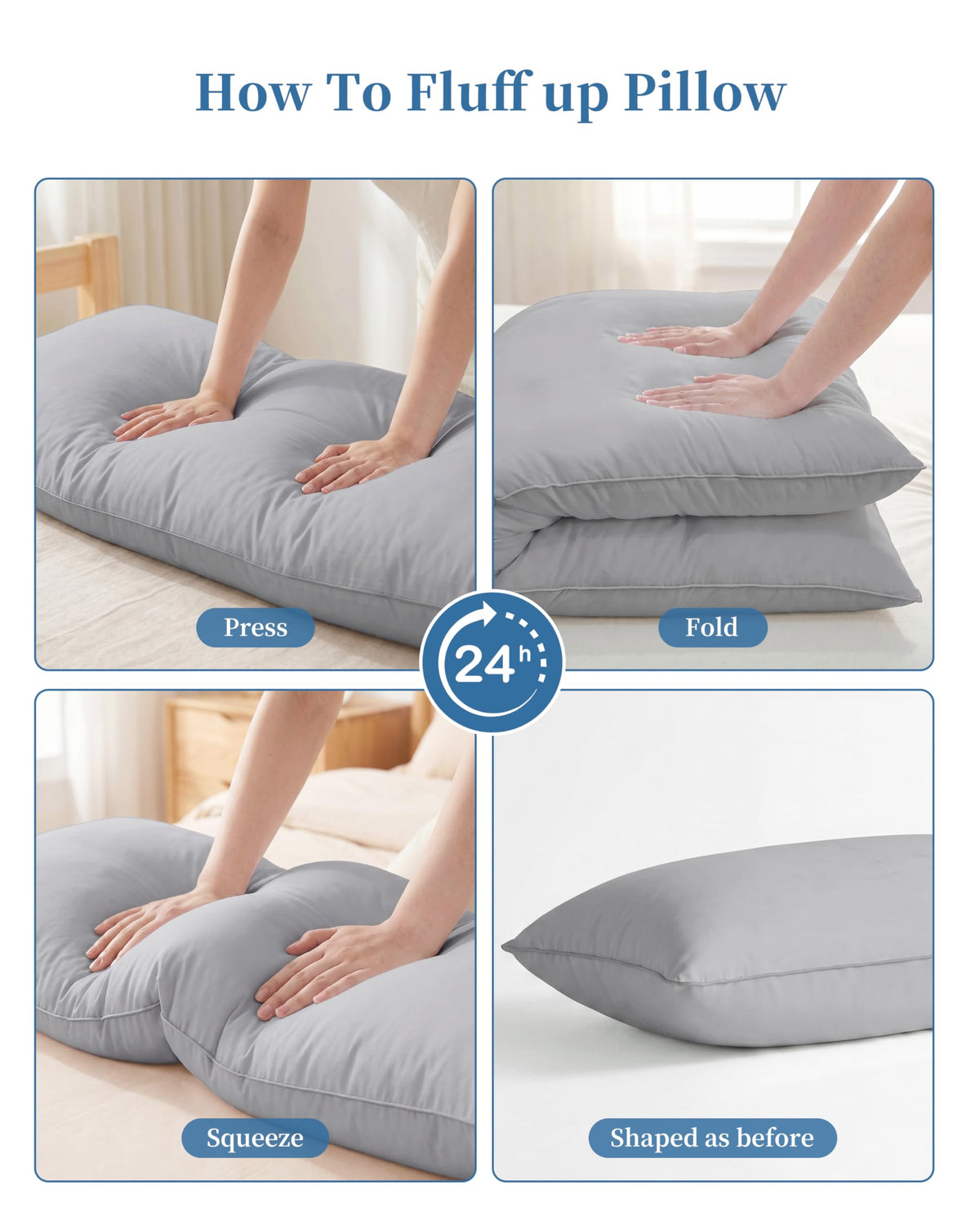 YZ HOME packaging compression note; simply pat and fluff to expand.