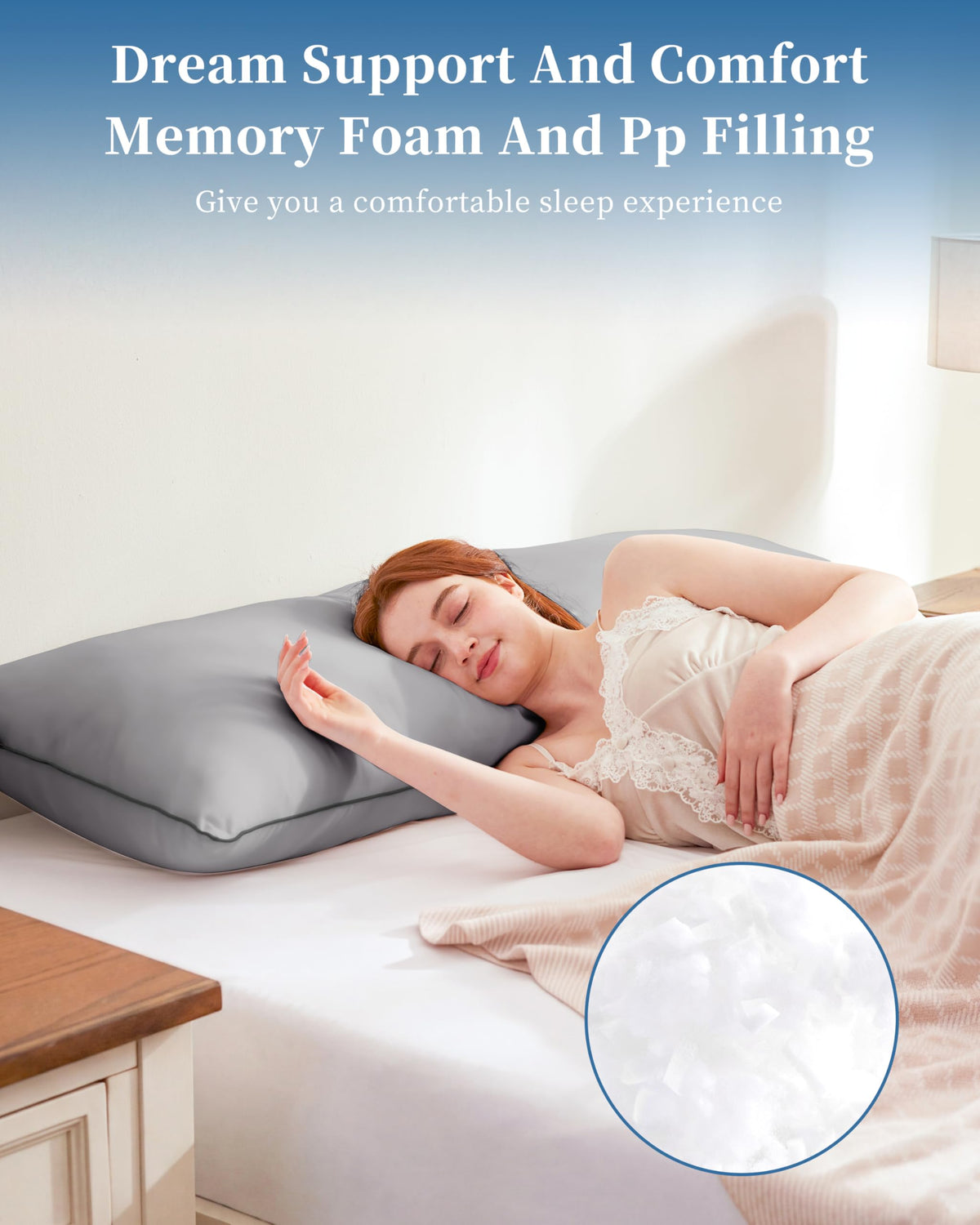 YZ HOME side sleeper relaxing with pillow on bed demonstrates versatile comfort.