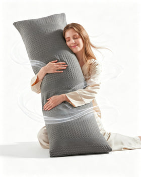 YZ HOME waffle weave body pillow front view highlights breathable fabric and plush support.