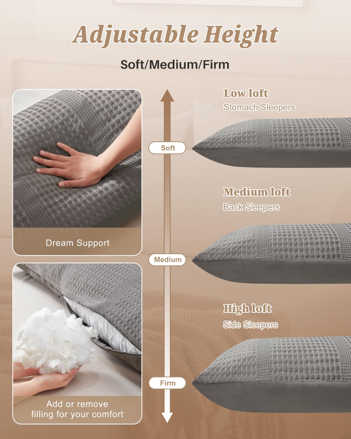YZ HOME washable cover closeup highlights cold cycle care and care-friendly fabric.