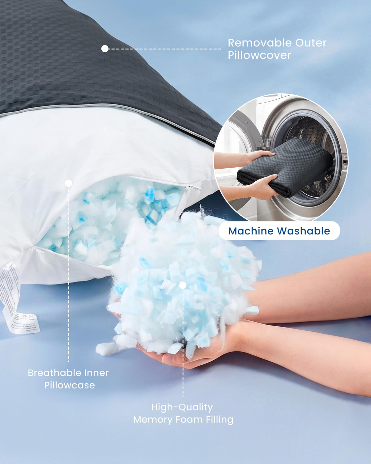 YZ HOME washable pillowcase ensuring easy cleaning and hygienic upkeep