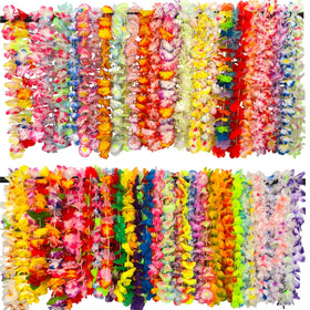 Yzoe Gzroe Hawaiian leis bulk pack closeup of vibrant silk flowers for festive decor.